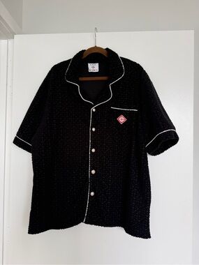 CASABLANCA TOWELLING MONOGRAM SHIRT BLACK XL